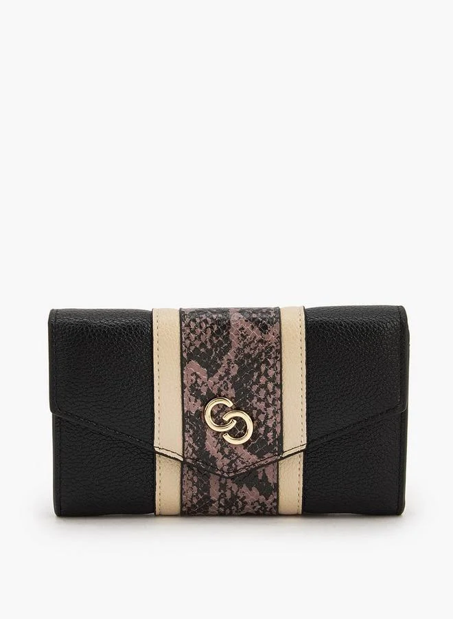 سيليست Textured Wallet With Snap Button Closure